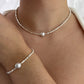 Solid Silver Faux Pearl Nugget Bracelet