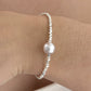 Solid Silver Faux Pearl Nugget Bracelet