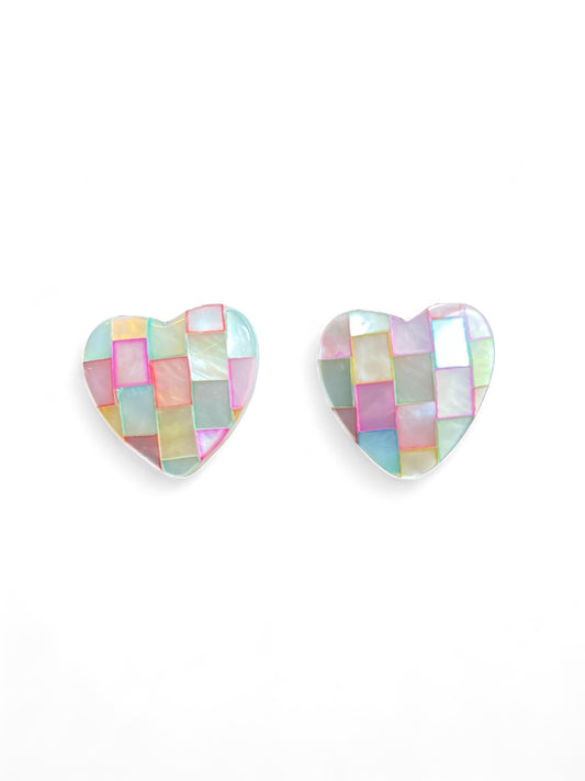 Unique Mosaic Heart Earrings