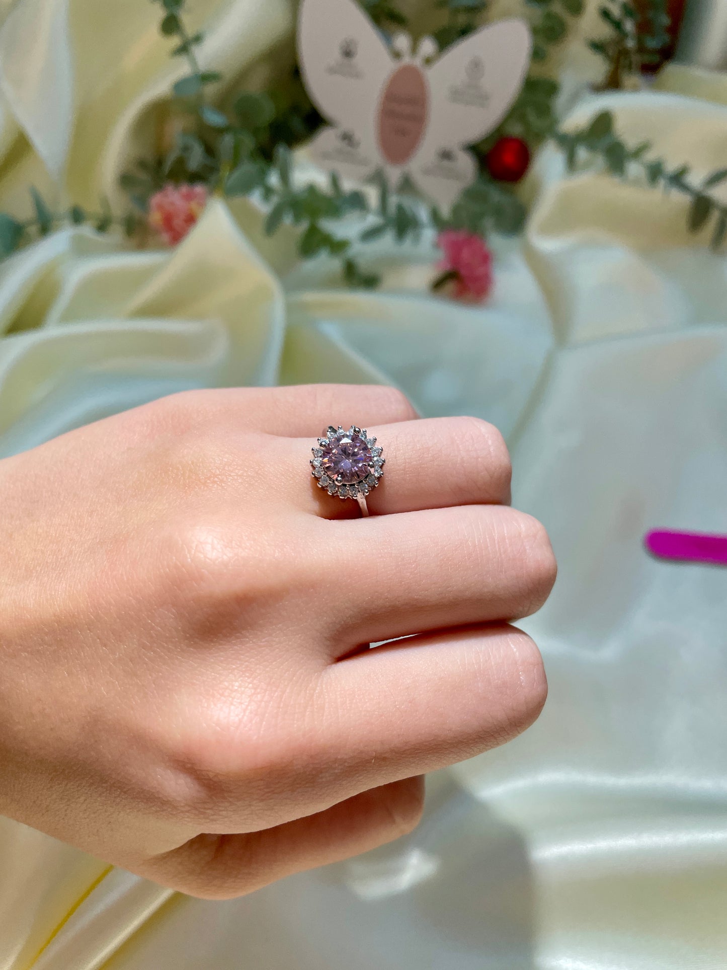 Pink and Silver Zirconia Ring