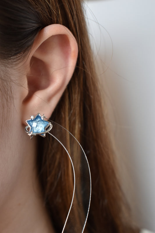 Blue Star Orbit Earrings