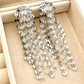 Large Dangle Silver-Plated  Earrings  with Linked Strands
