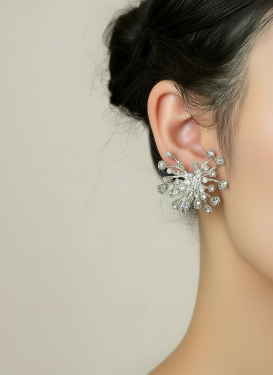 Coral Inspired Silver-plated Zirconia Statement Earrings