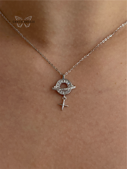Solid Silver Orbital Pendant Necklace