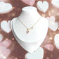 Pink Heart Gold Safety Pin Necklace