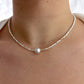 Solid Silver Faux Pearl Nugget Necklace