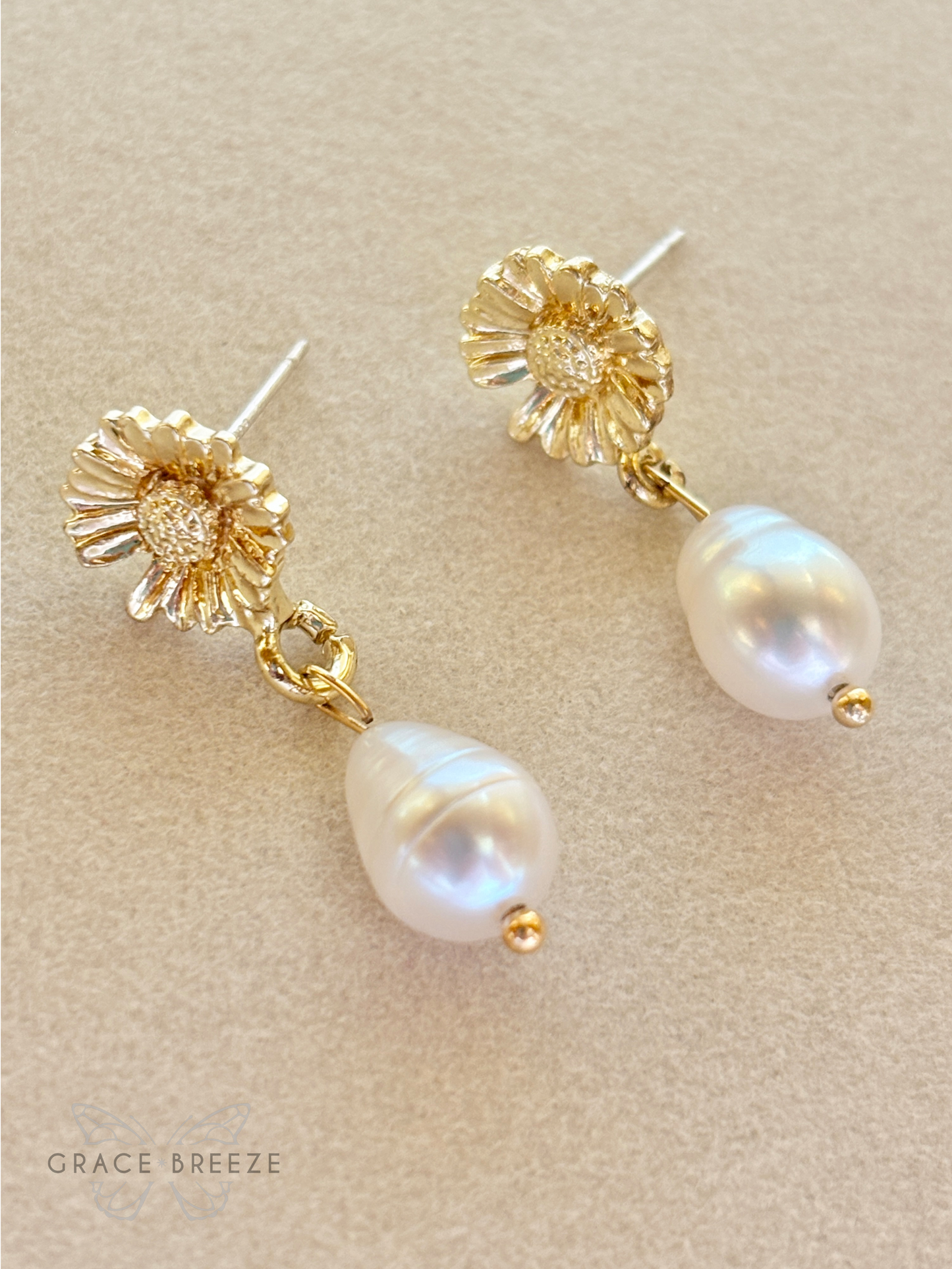 Sunflower Pearl Earrings