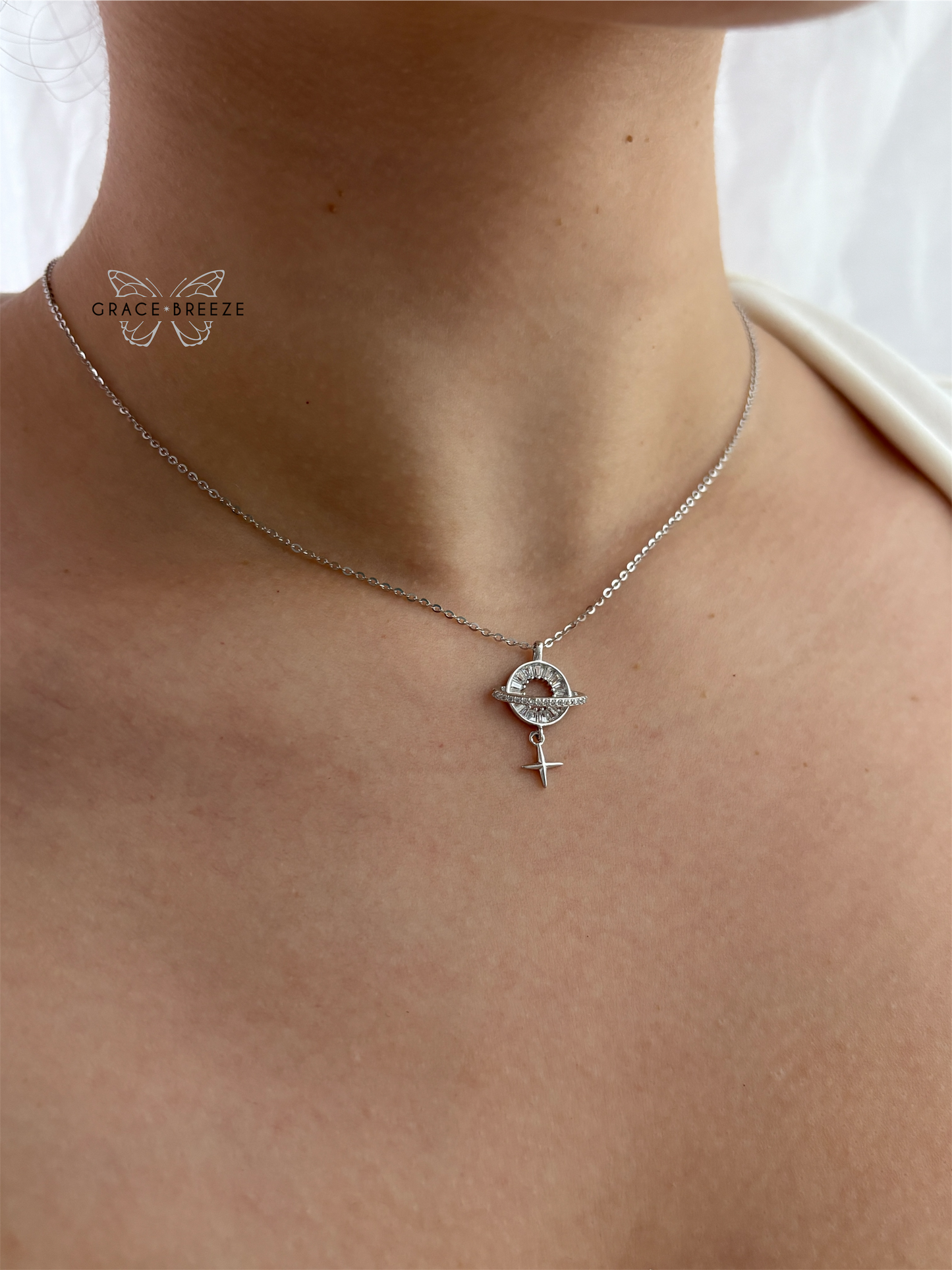 Solid Silver Orbital Pendant Necklace