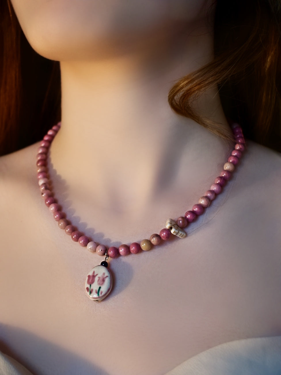 Handcrafted Rose Gemstone Necklace