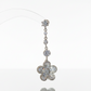 Dangling Zirconia Flower Silver Earrings
