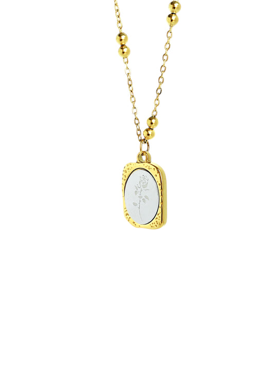 Enchanted mirror Rose Pendant Necklace