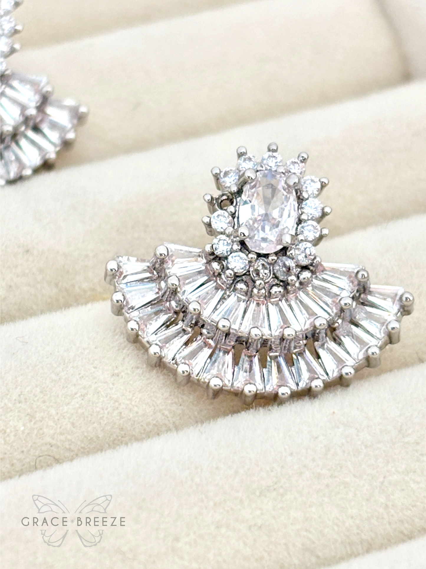 Cascading Zirconia Statement Silver-plated  Stud Earrings
