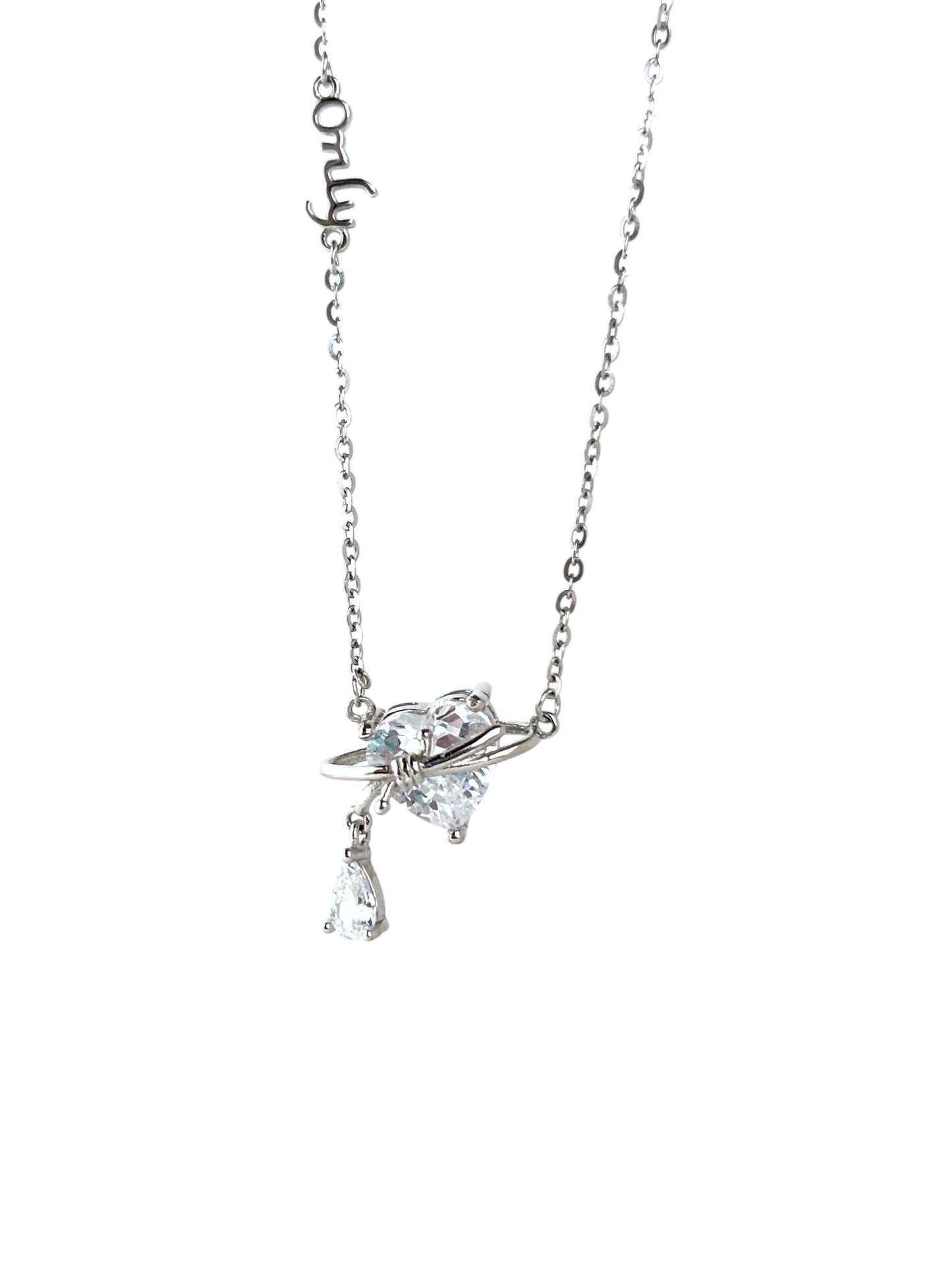 Only Love Solid Silver Zirconia Necklace