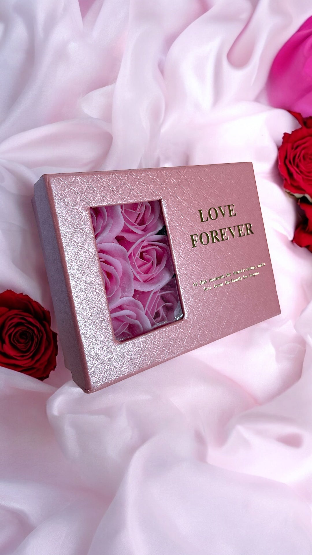 Artificial Pink Rose Gift Box