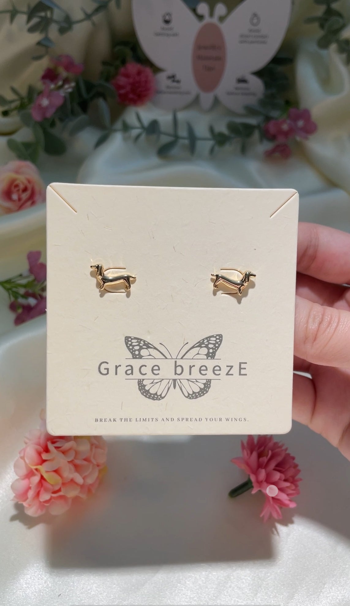 Golden Sausage Dog Earrings