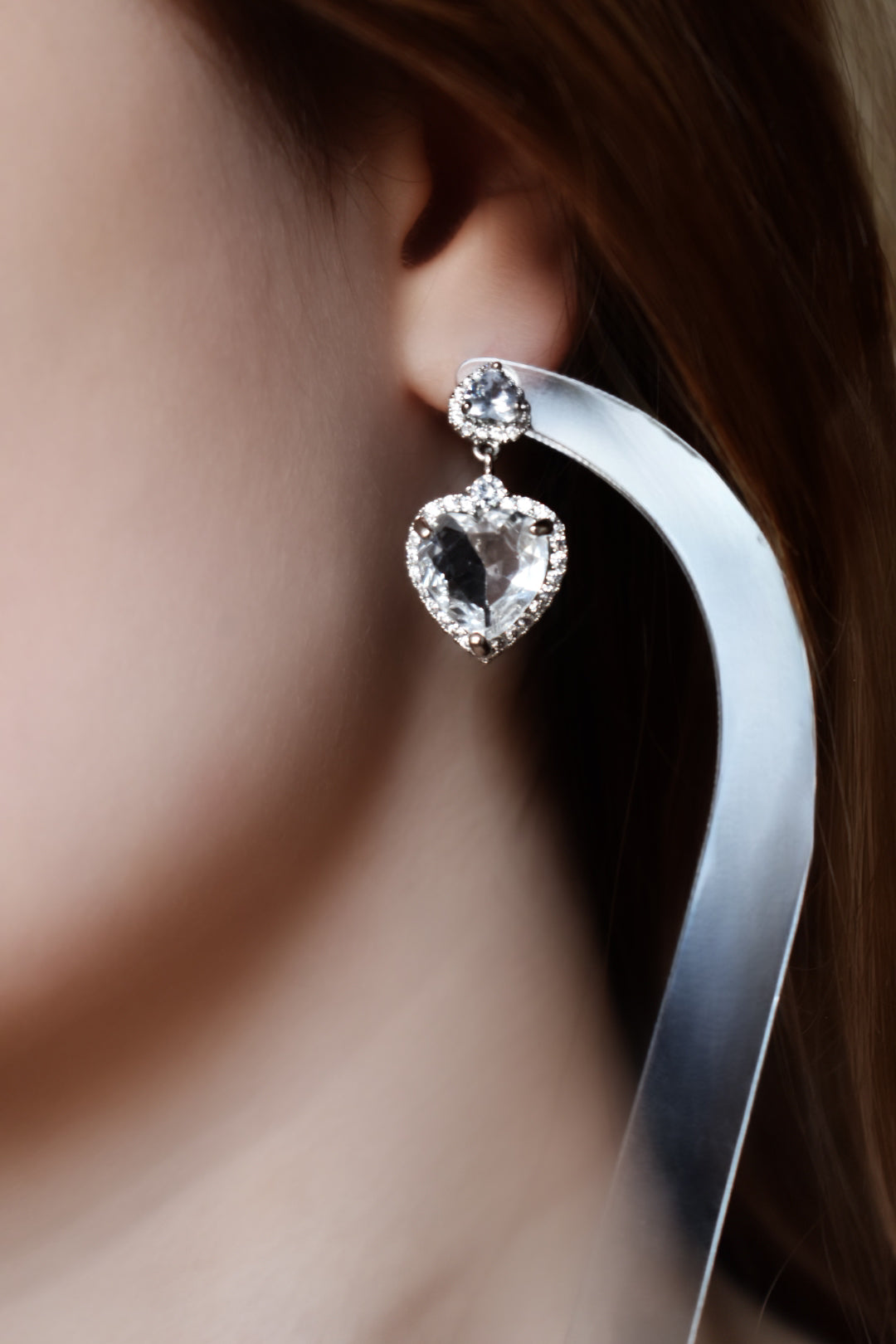 Zirconia Heart Drop Earrings