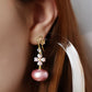 Pink Floral Pearl Drop Earrings ( limited amount)