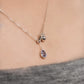 Ethereal Blue Zirconia Drop Solid Silver Necklace