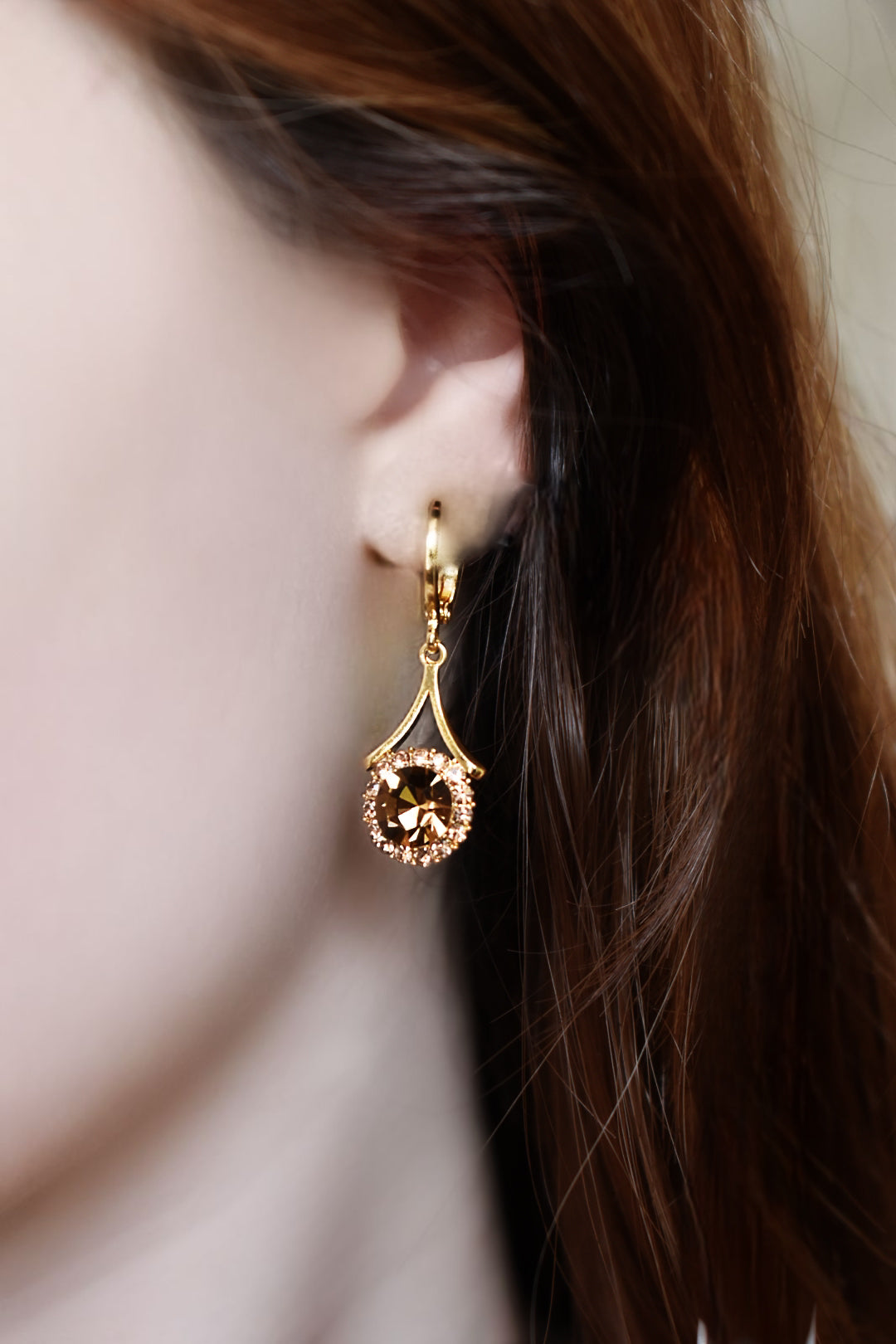 Bronze Zirconia Drop Earrings