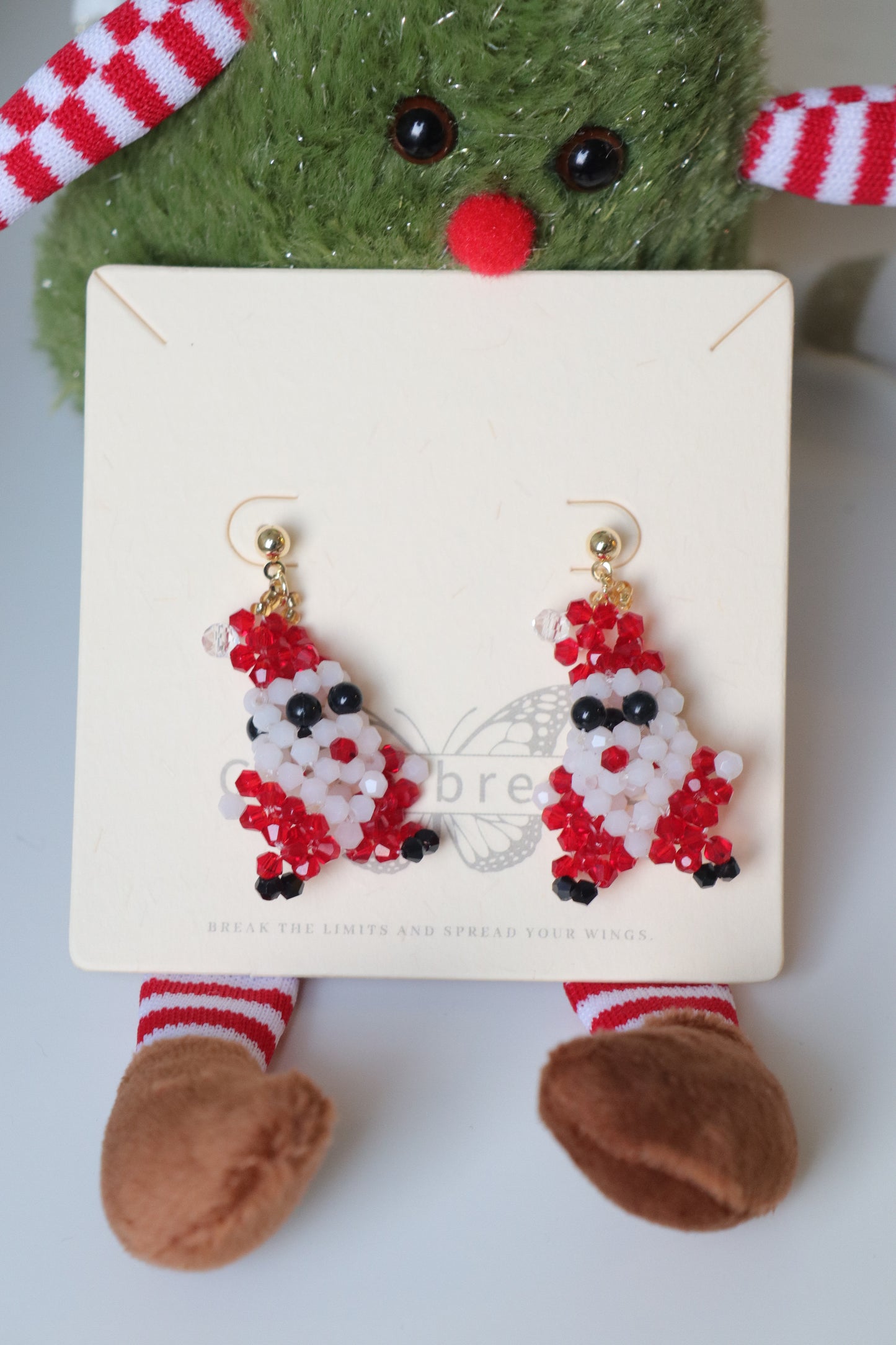 Artificial Crystal Christmas Santa Earrings