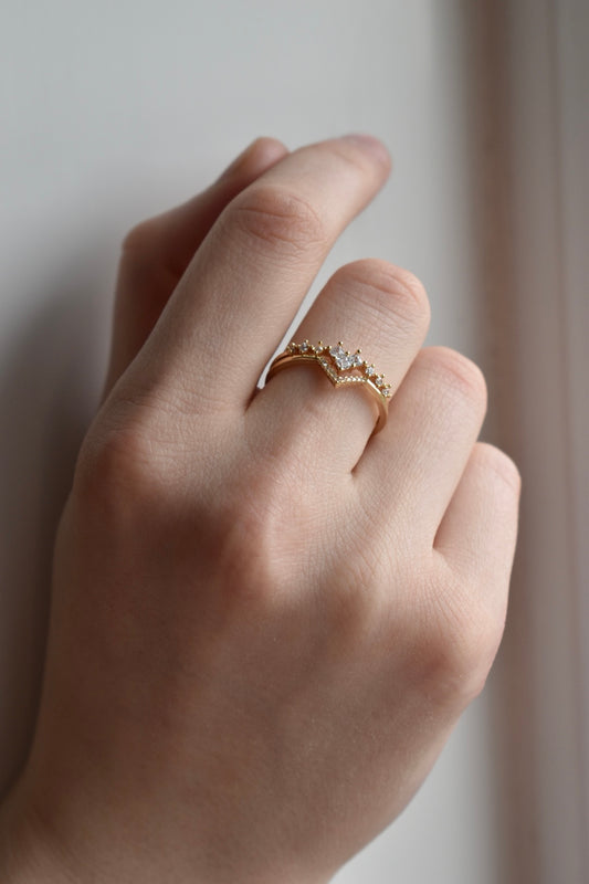 Gold Chevron-Shaped Adjustable Ring