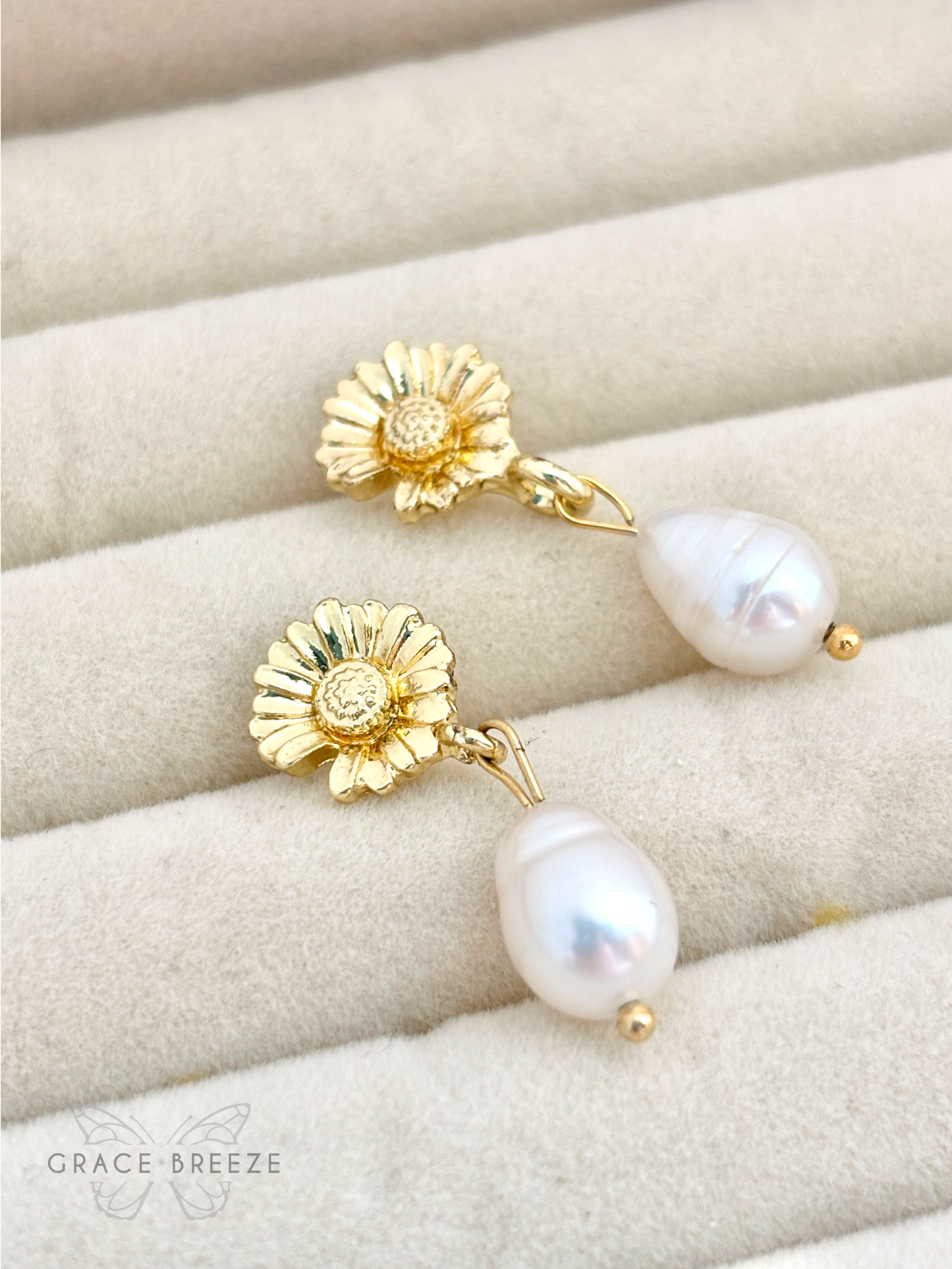 Sunflower Pearl Earrings