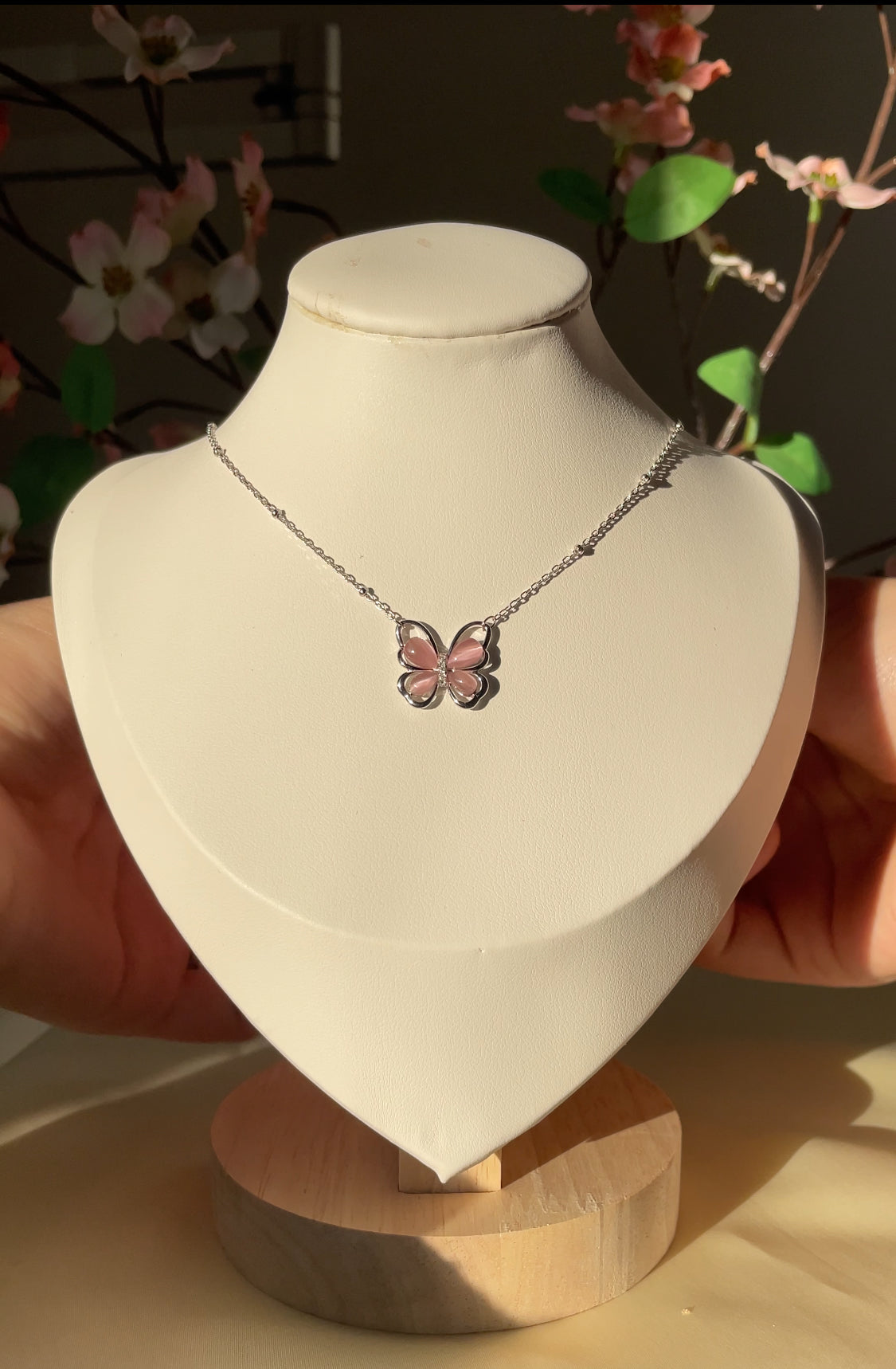 Enchanting Pink Butterfly Necklace