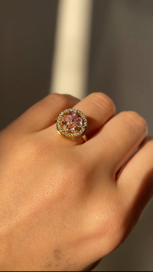 Pink Zirconia Adjustable Fidget Ring