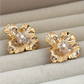 Golden Statement Open Flower Gold-plated Earrings