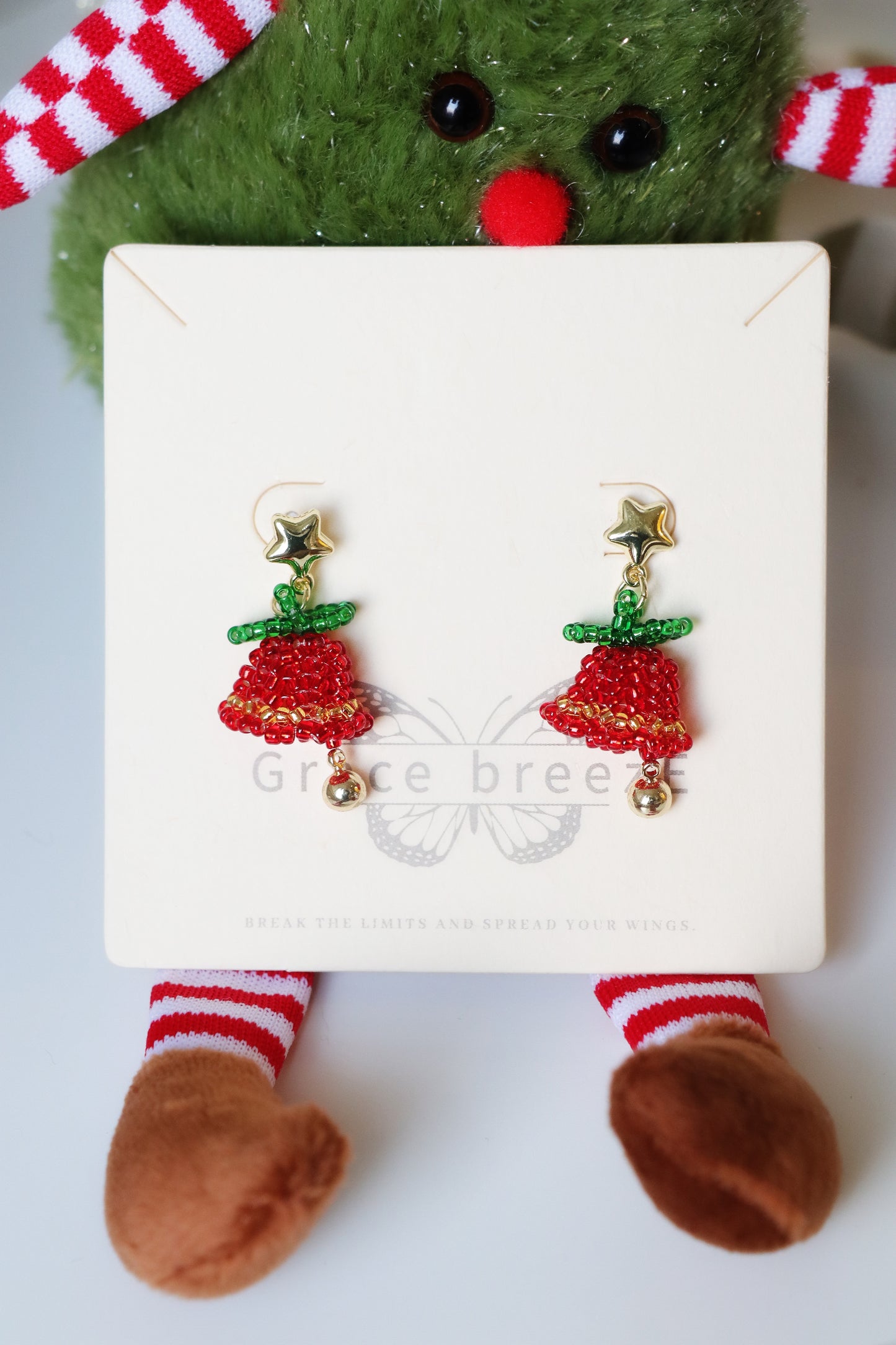 Beaded Christmas Bell Earrings