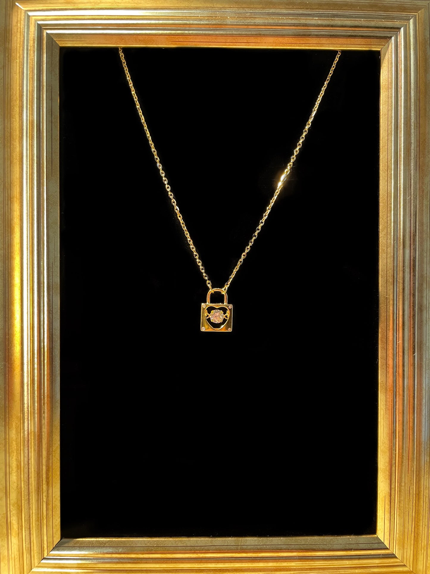 Golden Heart Lock Pendant Necklace