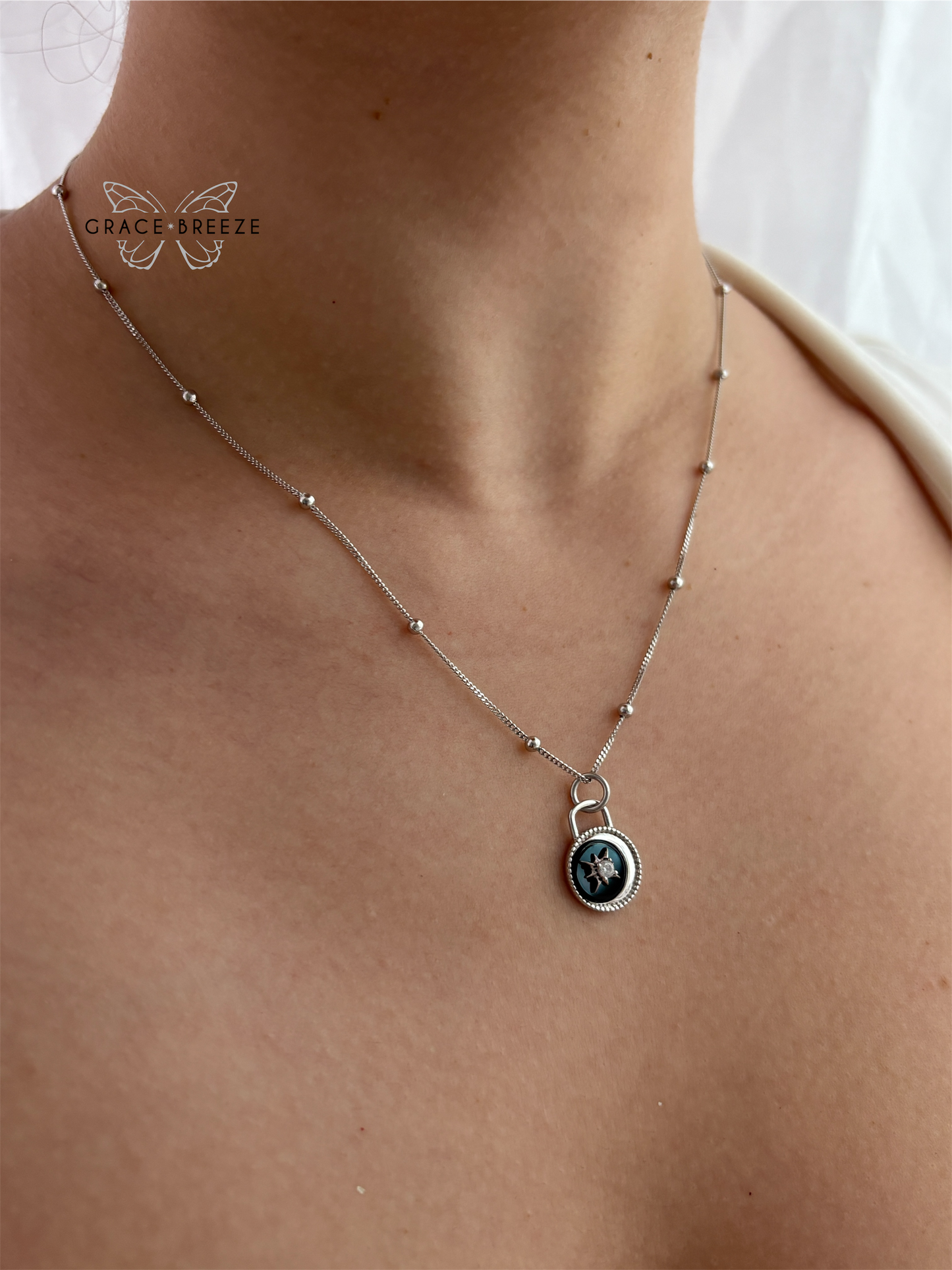 Lunar Lock Necklace ~ Solid silver 925