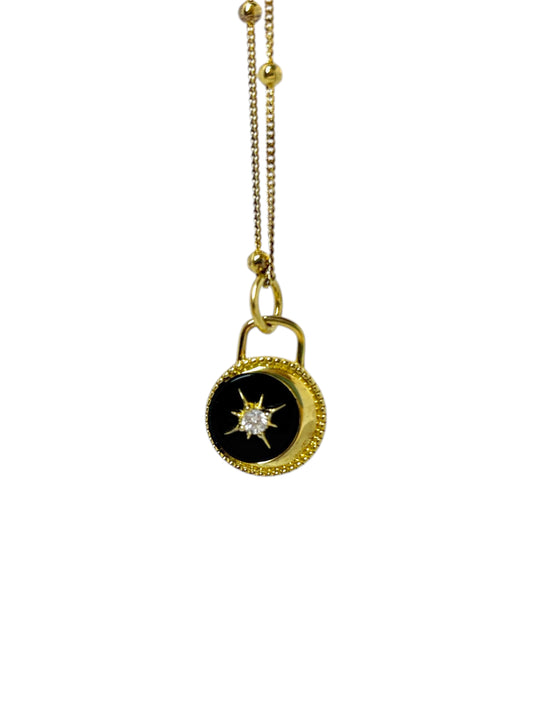Lunar Lock Necklace ~ 18k gold vermeil