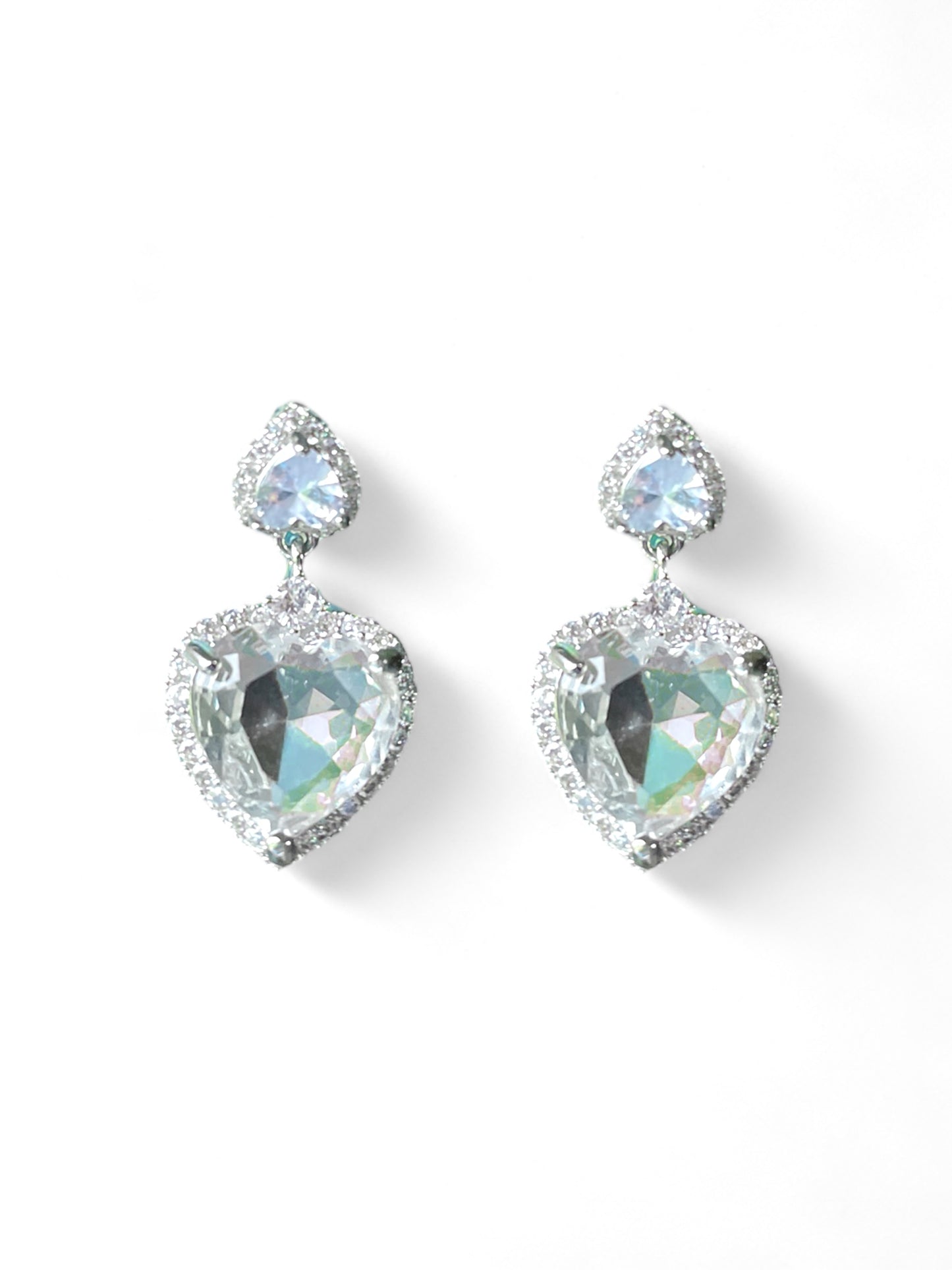 Zirconia Heart Drop Earrings