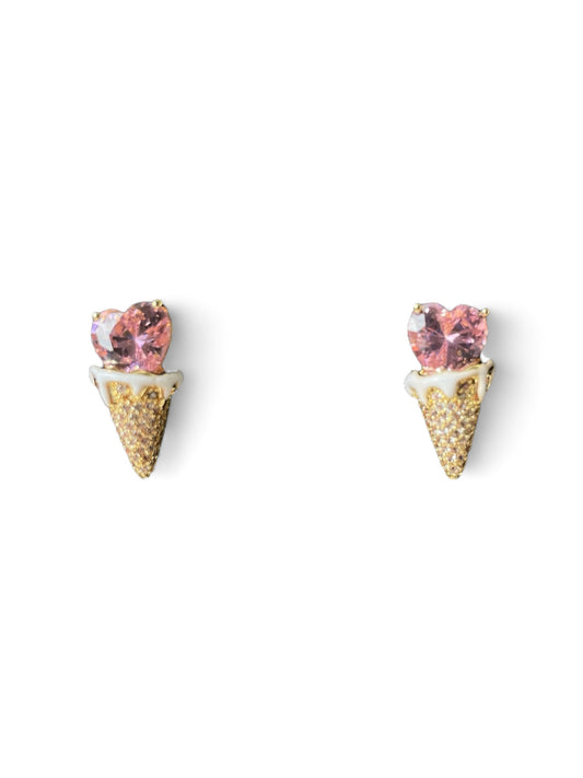 Pink Ice Cream Cone Zirconia Earrings