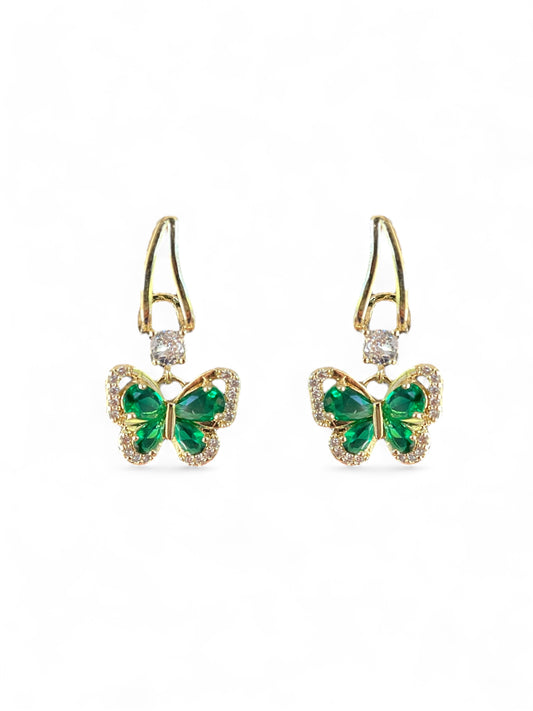 Emerald Flutter Zirconia Earrings