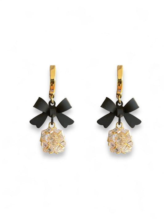 Midnight Sparkle Bow Earrings