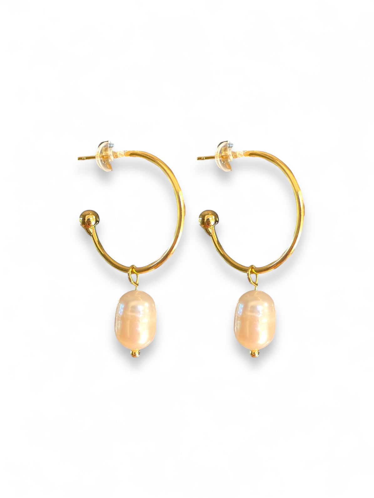 Golden Pearl Hoop Earrings