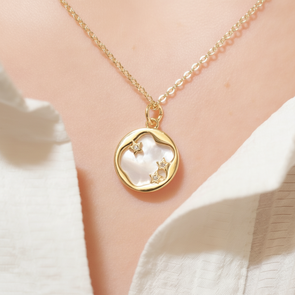 Two-ways-wear Shell & Stars Necklace