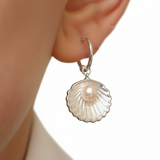 Silver Cultured Pearl & Shell Earrings