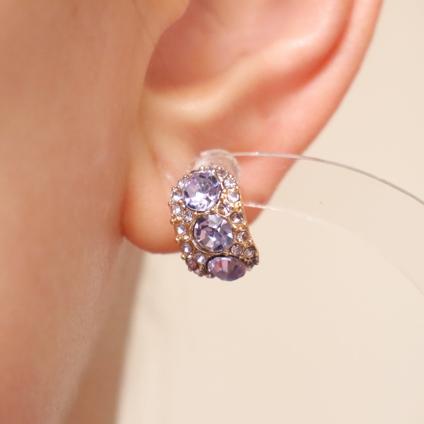 Purple Zirconia Gold Earrings