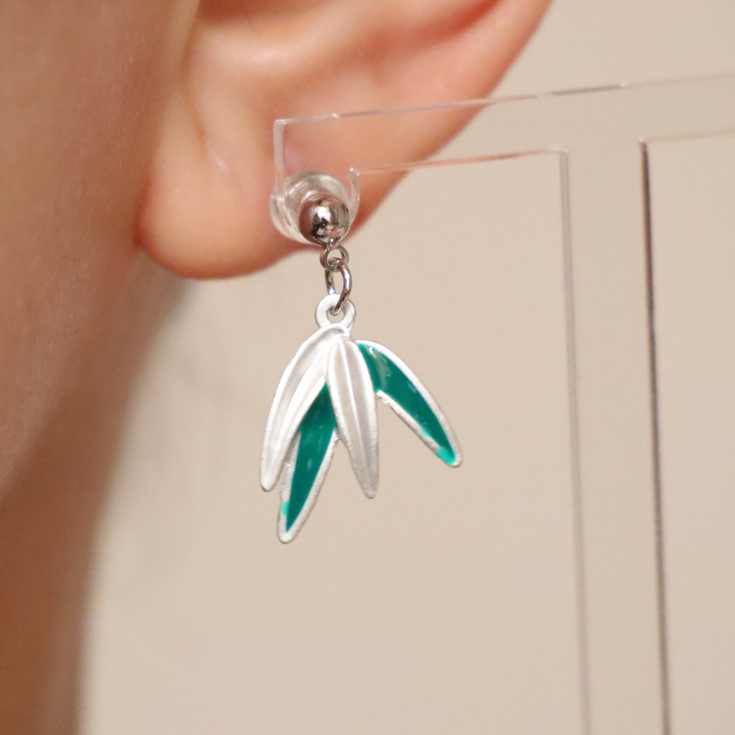 Asymmetrical pandas and bamboo earrings