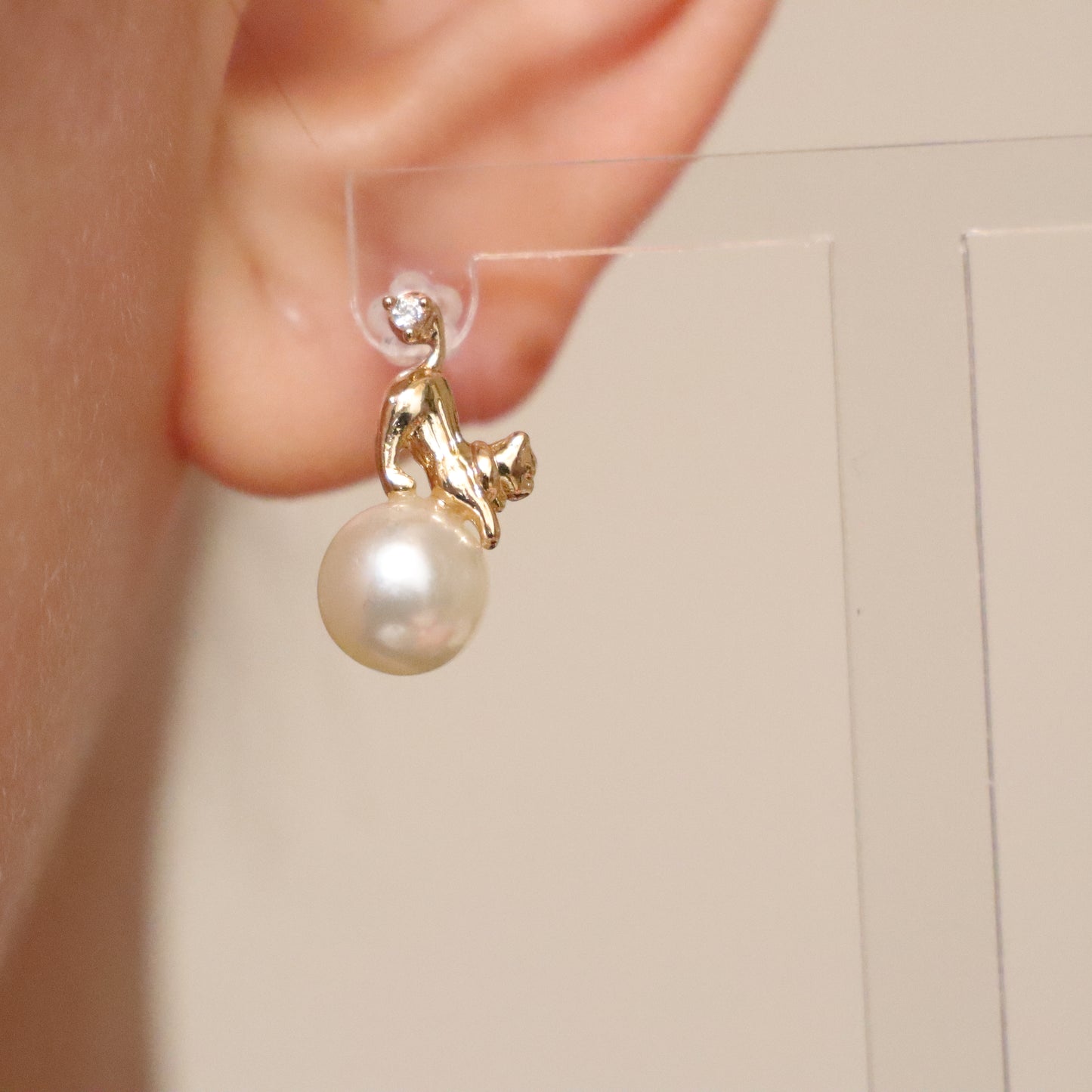 Asymmetrical Kitty Pearl Earrings