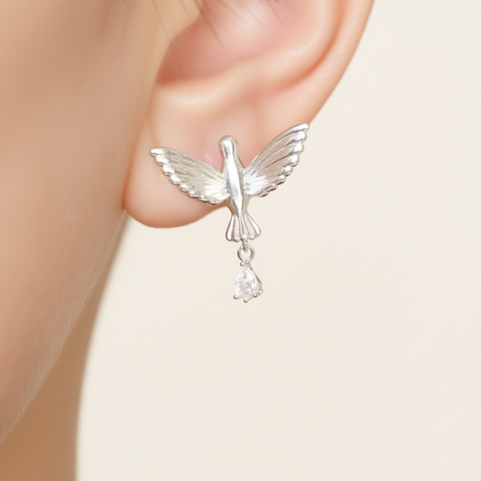 Birds of Flight Silver Plated Earrings