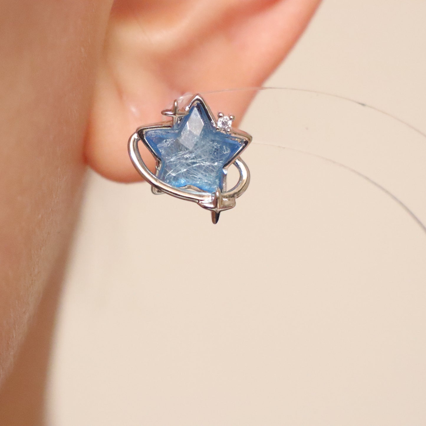 Blue Star Orbit Earrings