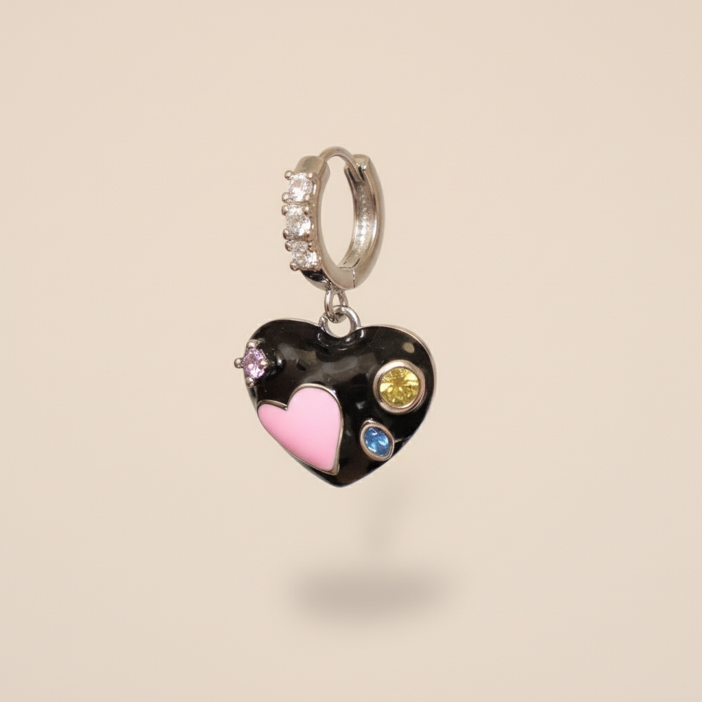 Black&Pink heart earrings