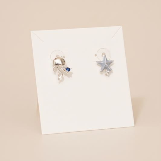 Asymmetrical Jellyfish and Starfish Earrings