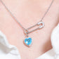 Blue Heart Silver Safety Pin Necklace