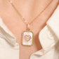 Gold Framed Heart Pendant Necklace