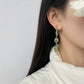 Dangling Green & Gold Gemstone Earrings, Earrings & Earclips